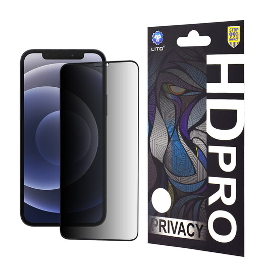 Zaštitna folija za ekran Privacy Lito HD Pro za Apple iPhone 12 / 12 Pro, Kaljeno staklo, Puno ljepilo
