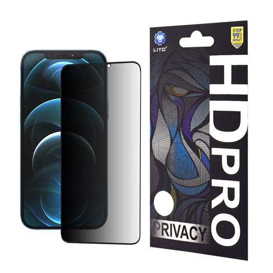 Zaštitna folija za ekran Privacy Lito HD Pro za Apple iPhone 12 Pro Max, Kaljeno staklo, Full Glue