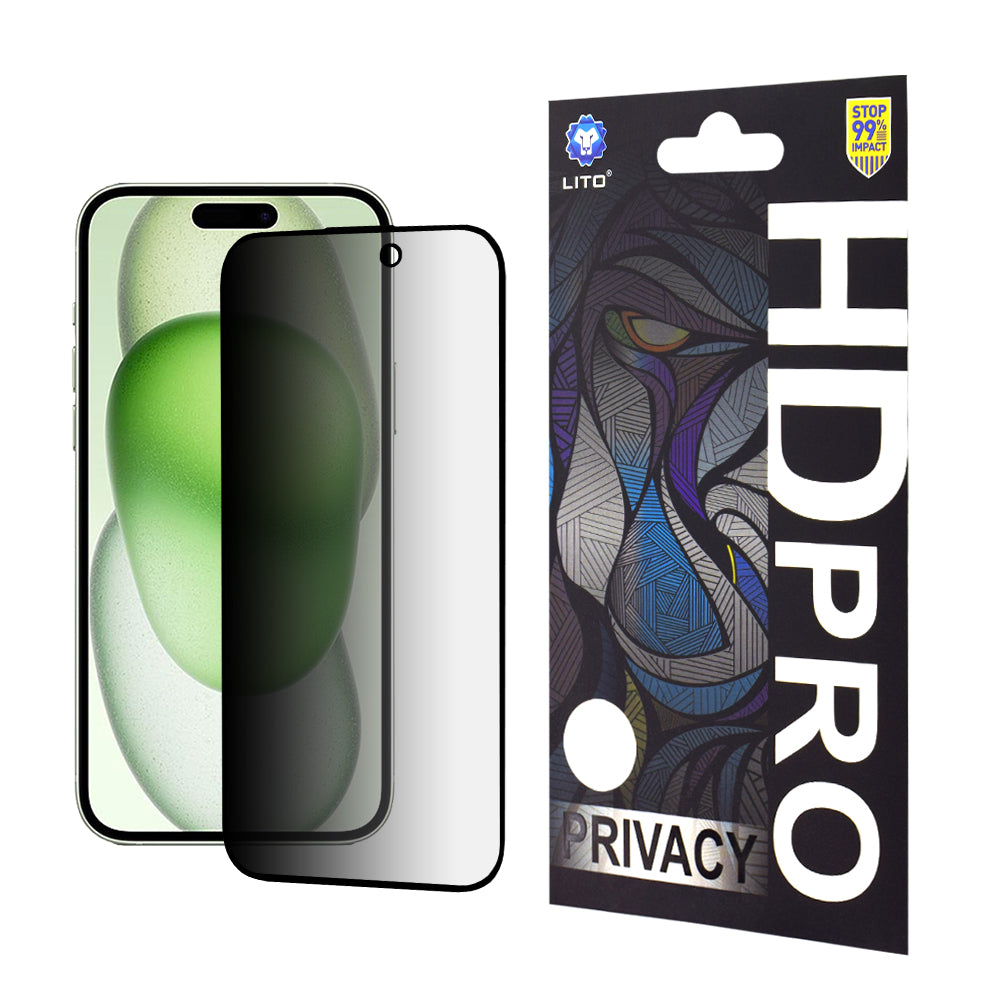 Zaštitna folija za ekran Privacy Lito HD Pro za Apple iPhone 15 Plus, Kaljeno staklo, Puno ljepilo