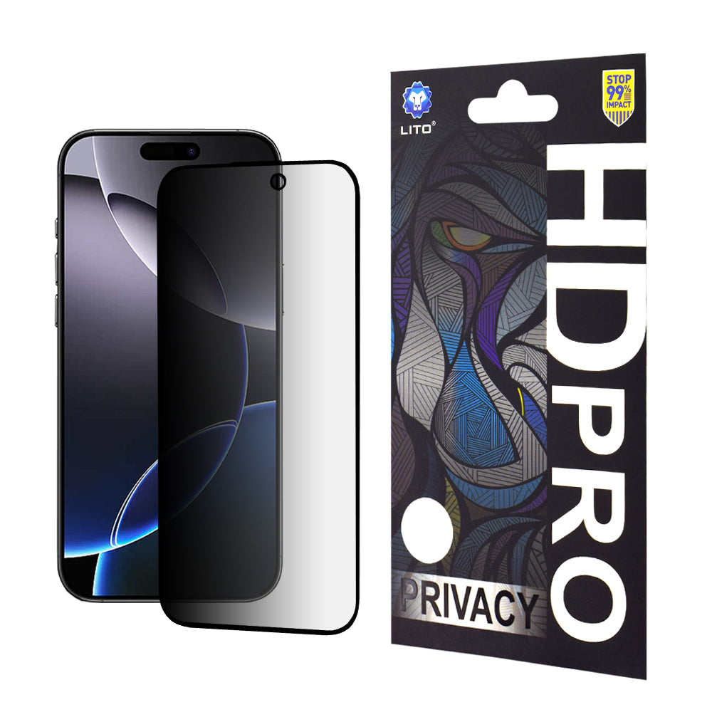 Zaštitna folija Ekran Privacy Lito HD Pro za Apple iPhone 16 Pro Max, Kaljeno staklo, Full Glue