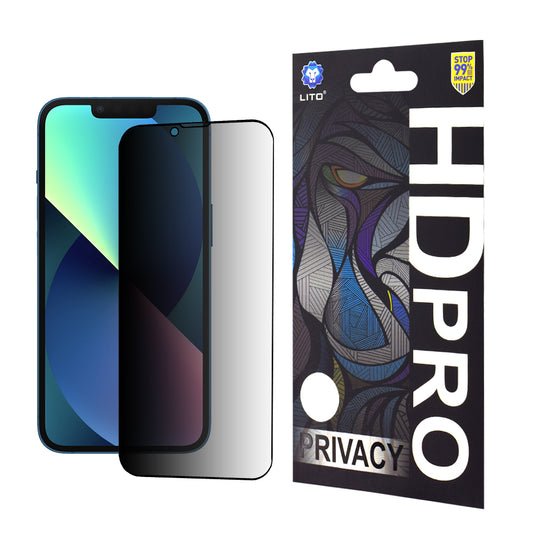 Zaštitna folija za ekran Privacy Lito HD Pro za Apple iPhone 17e / 16e / 14 / 13 Pro, Kaljeno staklo, Full Glue