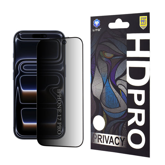 Zaštitna folija za ekran Privacy Lito HD Pro za Apple iPhone 17 Pro, Kaljeno staklo, Full Glue