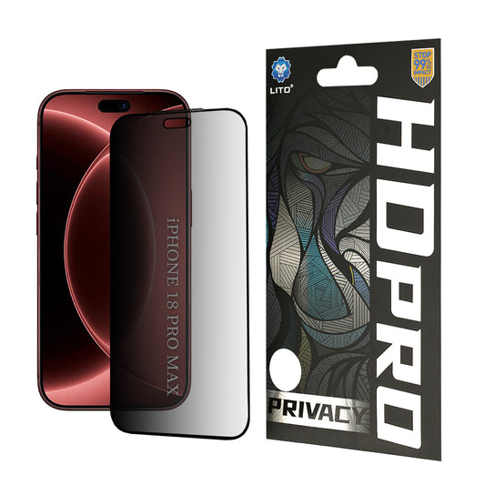 Zaštitna folija Ekran Privacy Lito HD Pro za Apple iPhone 18 Pro Max, Kaljeno Staklo, Full Glue