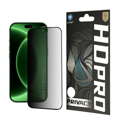 Zaštitna folija za ekran Privacy Lito HD Pro za Apple iPhone 18 Pro, Kaljeno staklo, Full Glue