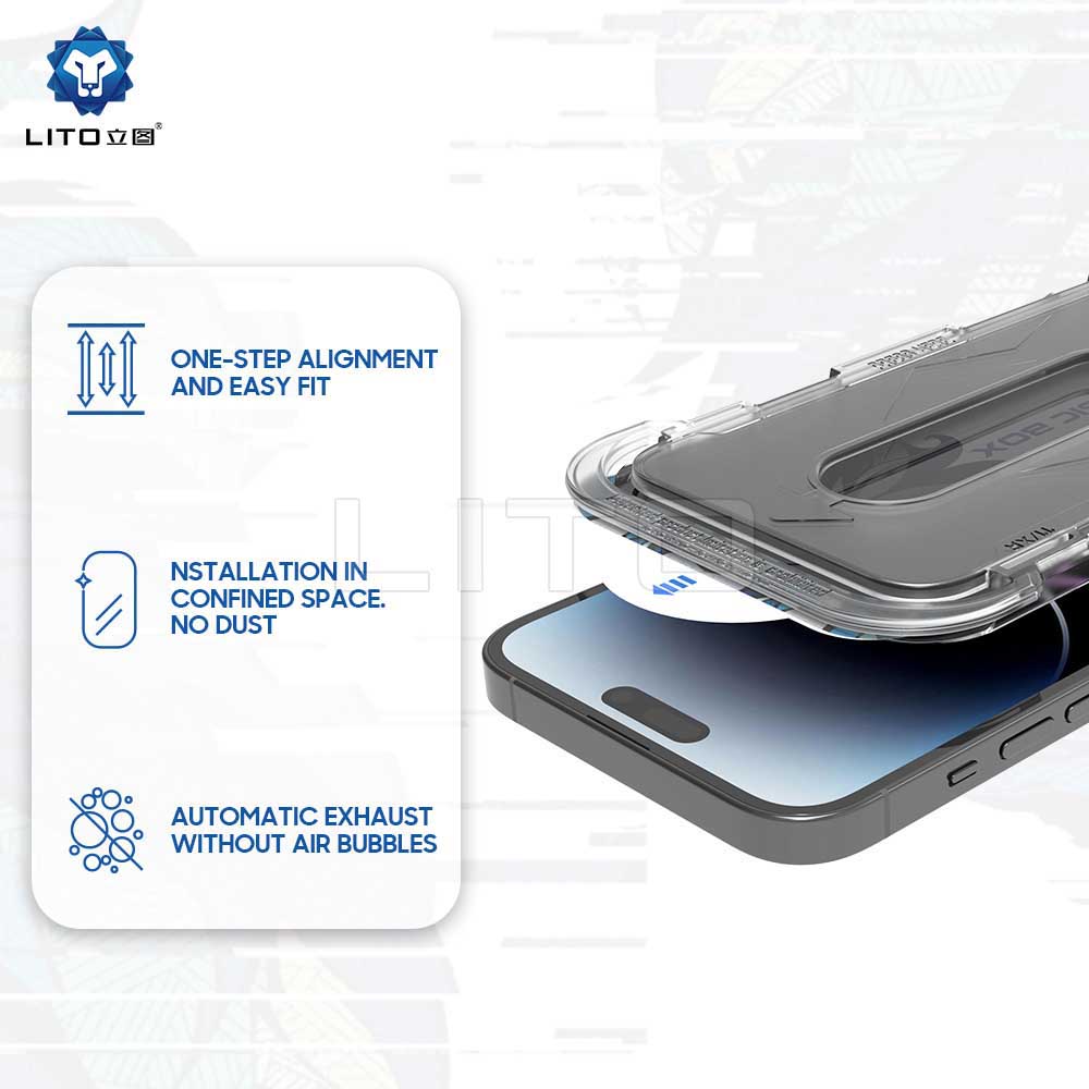 Zaštitna folija za ekran Privacy Lito Magic Glass Box D+ Tools za Apple iPhone 14 Pro, Kaljeno staklo, Puno ljepilo