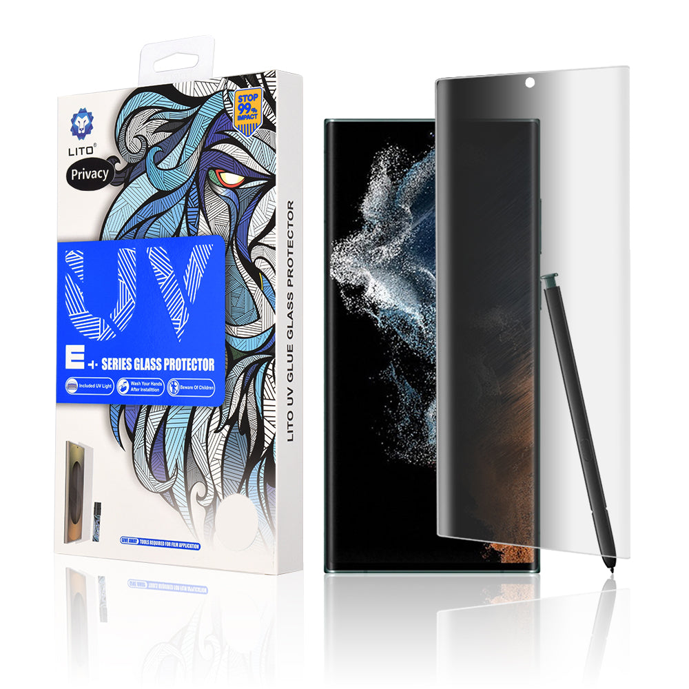 Zaštitna folija za ekran Privacy Lito za Samsung Galaxy S22 Ultra 5G S908, Kaljeno staklo, UV ljepilo, 3D