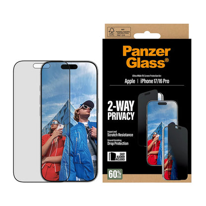 Zaštitna folija za ekran Privacy PanzerGlass Ultra-Wide Fit 2-Way EasyAligner za Apple iPhone 17 / 16 Pro, Kaljeno staklo, Full Glue