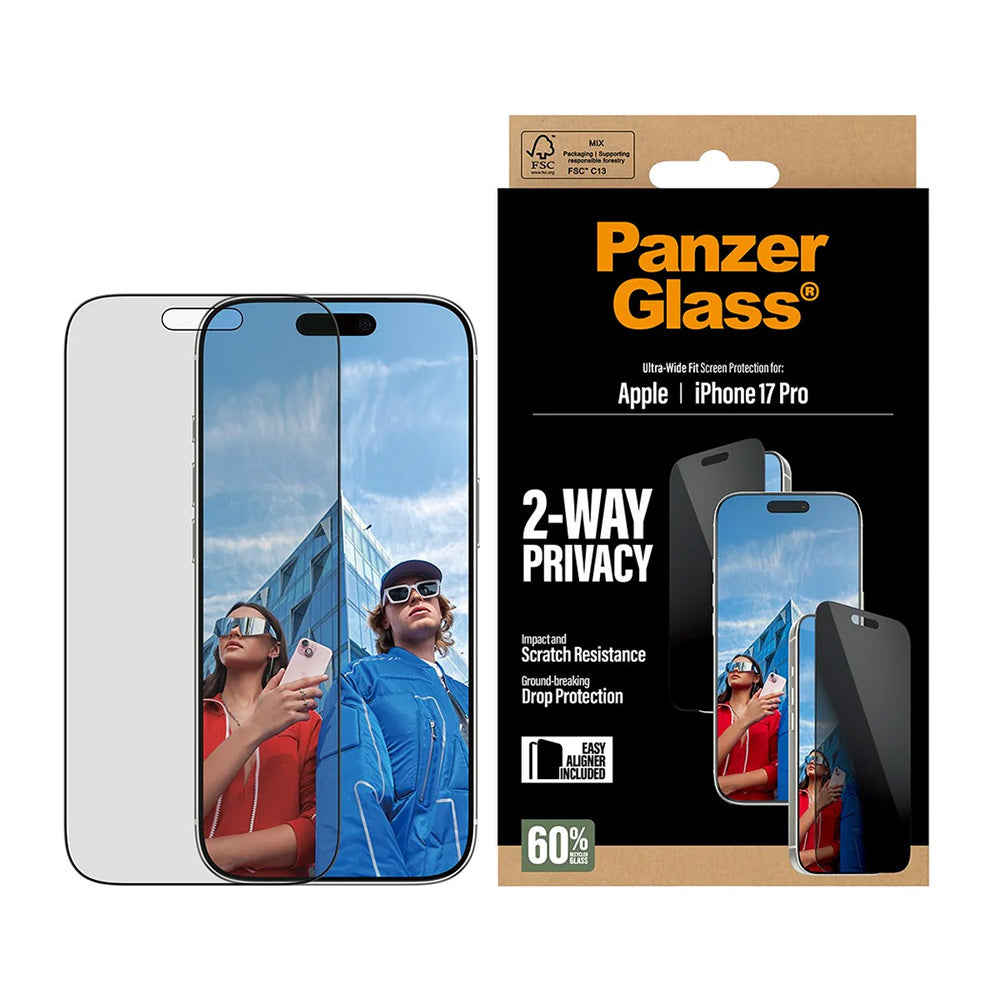Zaštitna folija za ekran Privacy PanzerGlass Ultra-Wide Fit 2-Way EasyAligner za Apple iPhone 17 Pro, Kaljeno staklo, Full Glue