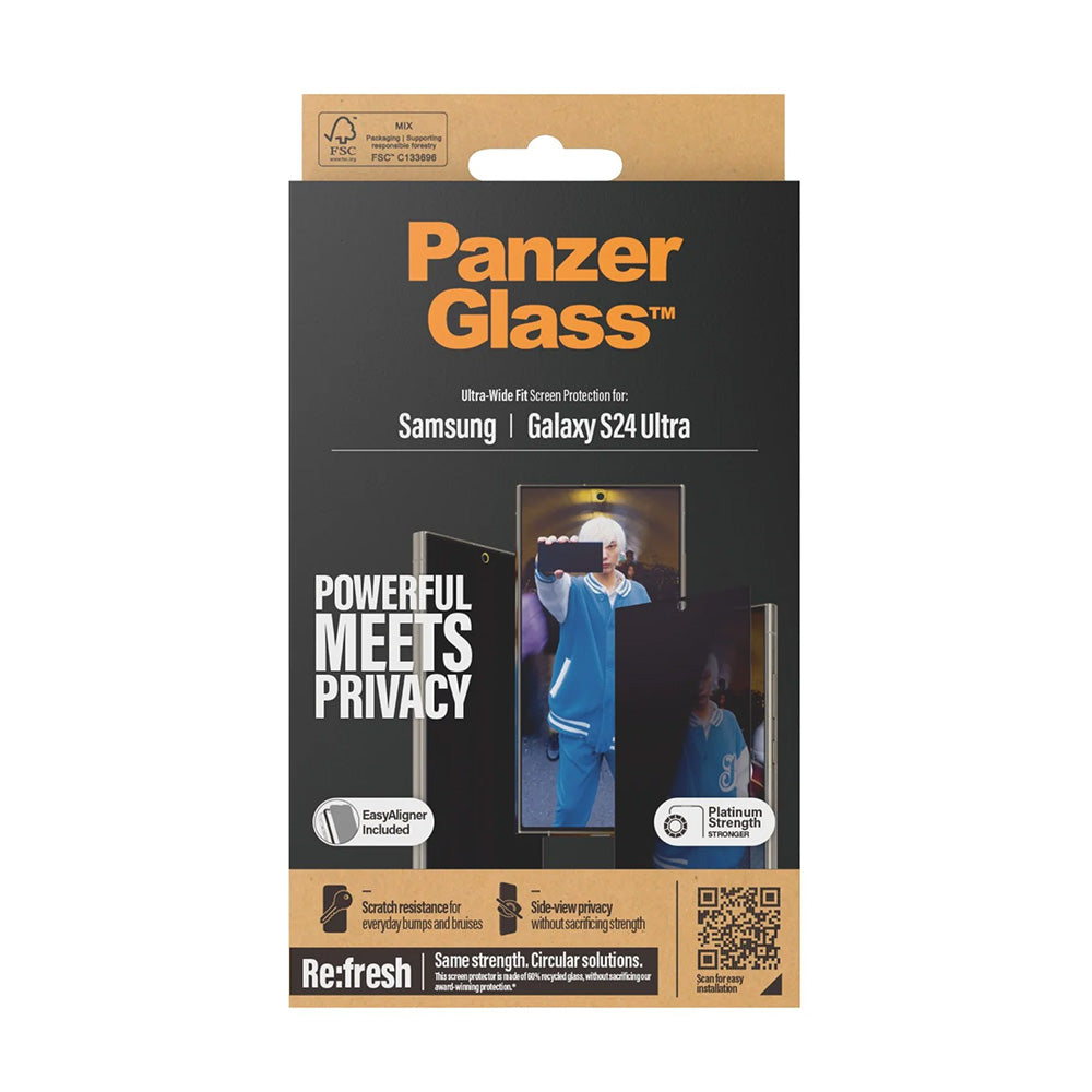 Zaštitna folija za ekran Privacy PanzerGlass Ultra-Wide Fit EasyAligner za Samsung Galaxy S24 Ultra S928, Kaljeno staklo, Full Glue