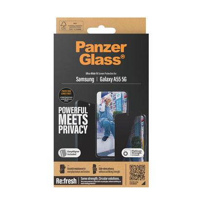 Zaštitna folija za ekran Privacy PanzerGlass Ultra-Wide Fit za Samsung Galaxy A55 5G A556, Kaljeno staklo, Full Glue