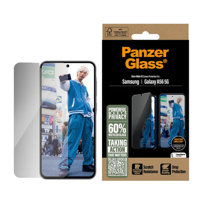 Zaštitna folija za ekran Privacy PanzerGlass Ultra-Wide Fit za Samsung Galaxy A56 A566, Kaljeno staklo, Full Glue