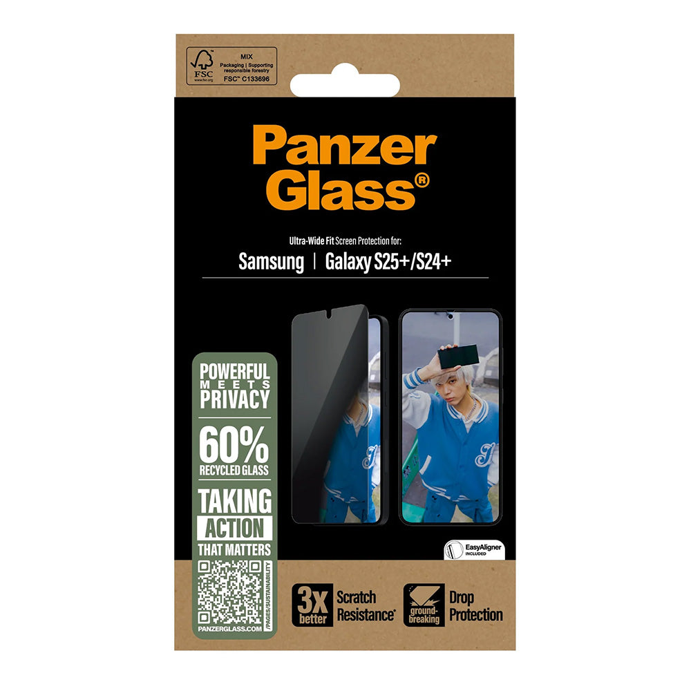 Zaštitna folija za ekran Privacy PanzerGlass Ultra-Wide Fit za Samsung Galaxy S25+ S936 / S24+ S926, Kaljeno staklo, Full Glue
