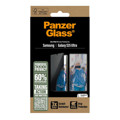 Zaštitna folija za ekran Privacy PanzerGlass Ultra-Wide Fit za Samsung Galaxy S25 Ultra S938, Kaljeno staklo, Full Glue
