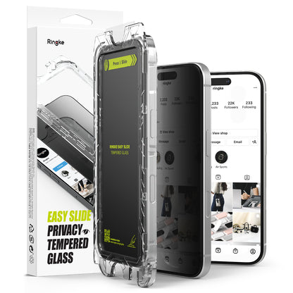 Zaštitna folija za ekran Privacy Ringke Easy Slide za Apple iPhone 16 Plus / 15 Plus, Kaljeno staklo, Full Glue, Set od 2 komada