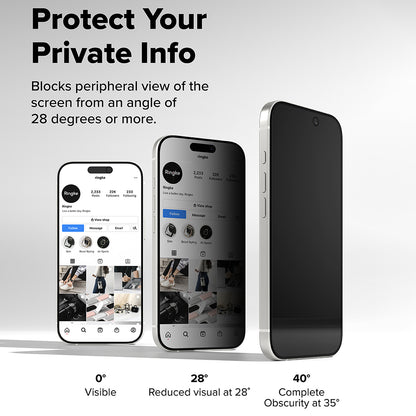 Zaštitna folija za ekran Privacy Ringke Easy Slide za Apple iPhone 17 Air, Kaljeno staklo, Full Glue, Set od 2 komada