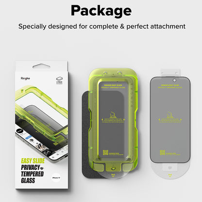 Zaštitna folija za ekran Privacy Ringke Easy Slide za Apple iPhone 17 Pro Max, Kaljeno staklo, Full Glue, Set 2 komada