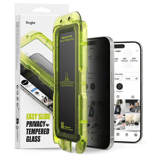 Zaštitna folija za ekran Privacy Ringke Easy Slide za Apple iPhone 17 Pro, Kaljeno staklo, Full Glue, Set od 2 komada