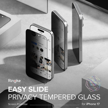 Zaštitna folija za ekran Privacy Ringke Easy Slide za Apple iPhone 17 Pro, Kaljeno staklo, Full Glue, Set od 2 komada