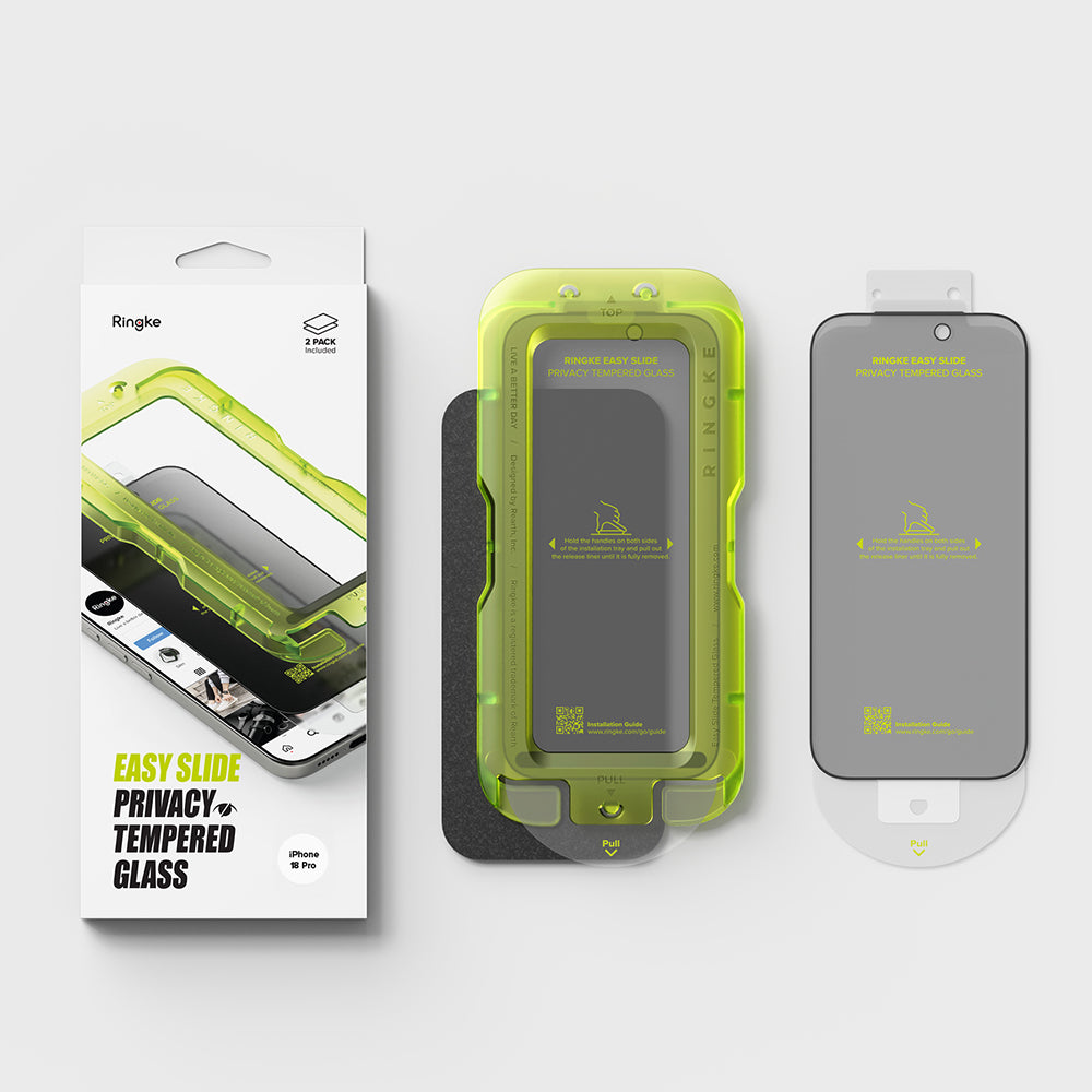 Zaštitna folija za ekran Privacy Ringke Easy Slide za Apple iPhone 18 Pro Max, Kaljeno staklo, Full Glue, Set od 2 komada