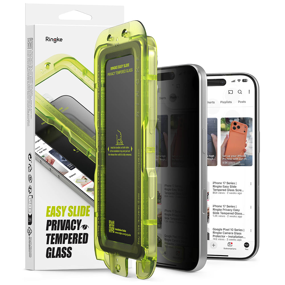 Zaštitna folija za ekran Privacy Ringke Easy Slide za Apple iPhone 18 Pro, Kaljeno staklo, Puna ljepila, Set od 2 komada