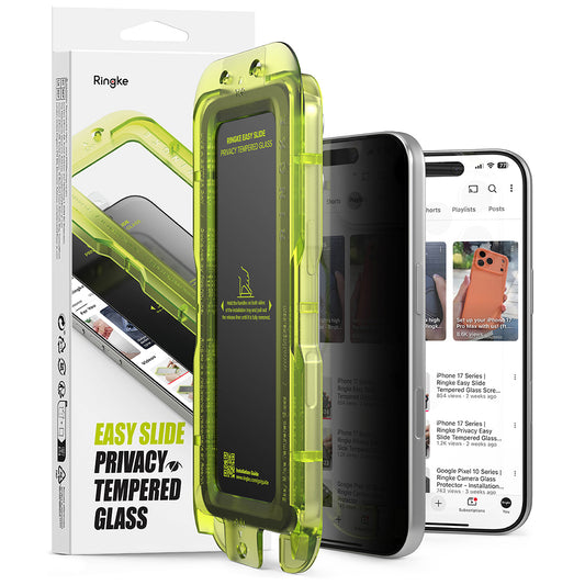 Zaštitna folija za ekran Privacy Ringke Easy Slide za Apple iPhone 18 Pro, Kaljeno staklo, Puna ljepila, Set od 2 komada