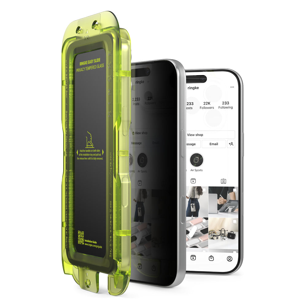 Zaštitna folija za ekran Privacy Ringke Easy Slide za Apple iPhone 18 Pro, Kaljeno staklo, Puna ljepila, Set od 2 komada