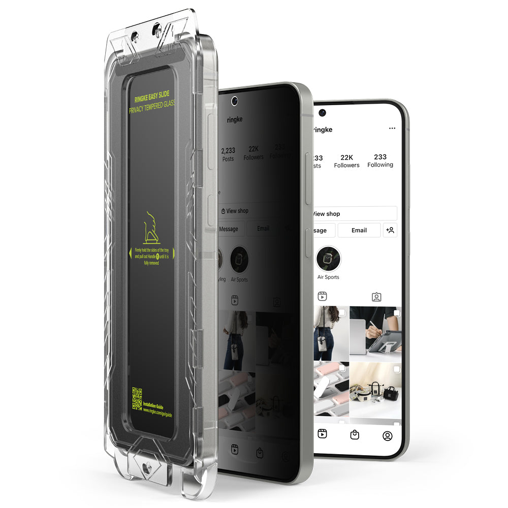 Zaštitna folija za ekran Privacy Ringke Easy Slide za Samsung Galaxy S25+ S936, Kaljeno staklo, Full Glue, Set od 2 komada