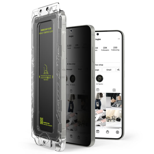 Zaštitna folija za ekran Privacy Ringke Easy Slide za Samsung Galaxy S25+ S936, Kaljeno staklo, Full Glue, Set od 2 komada