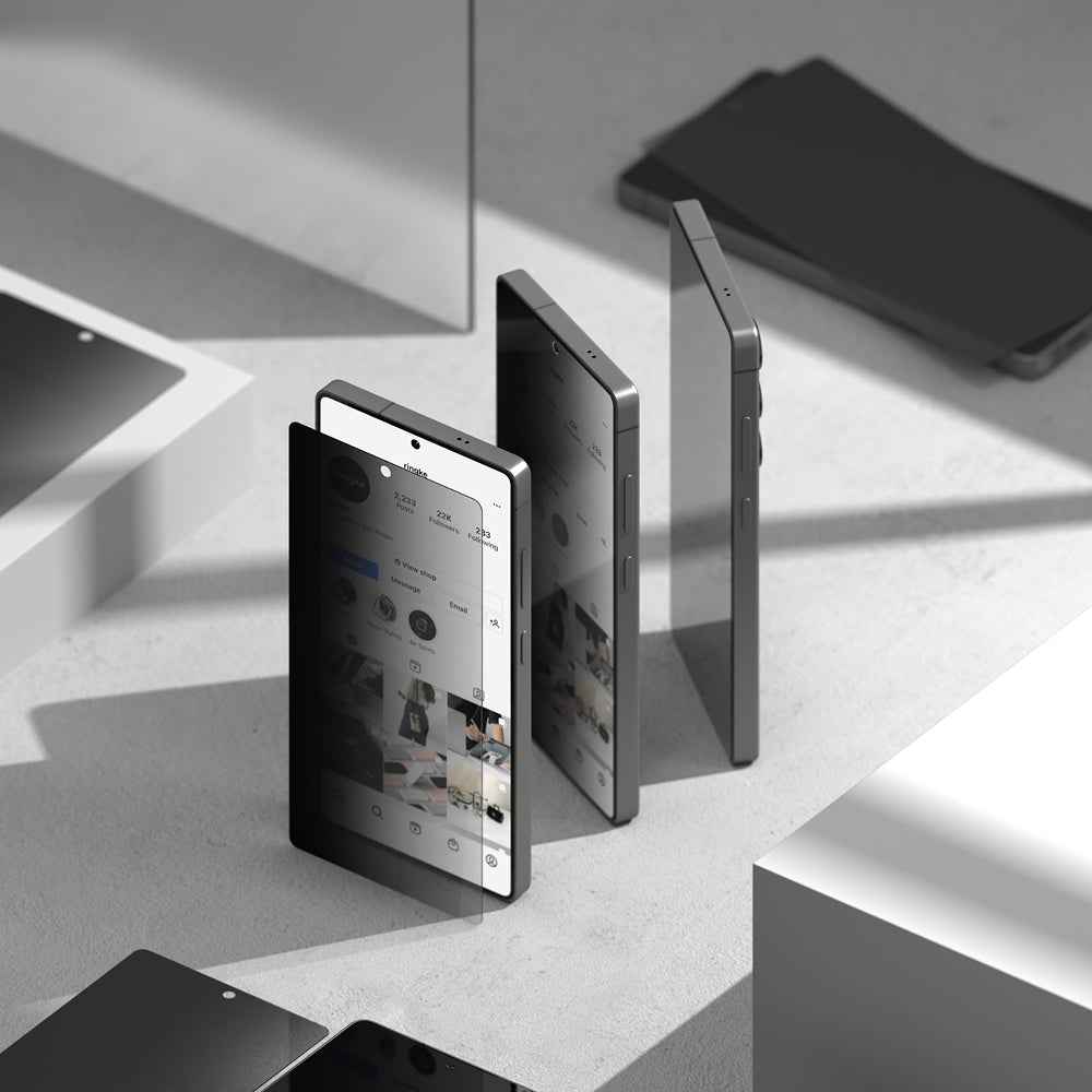 Zaštitna folija za ekran Privacy Ringke Easy Slide za Samsung Galaxy S25+ S936, Kaljeno staklo, Full Glue, Set od 2 komada