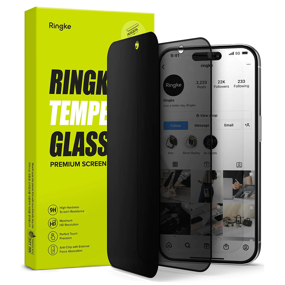 Zaštitna folija za ekran Privacy Ringke za Apple iPhone 15 Pro, Kaljeno staklo, Full Glue