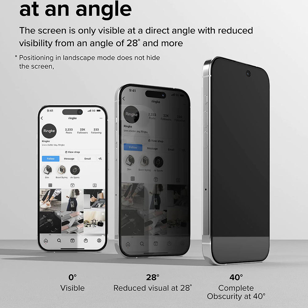 Zaštitna folija za ekran Privacy Ringke za Apple iPhone 15 Pro, Kaljeno staklo, Full Glue