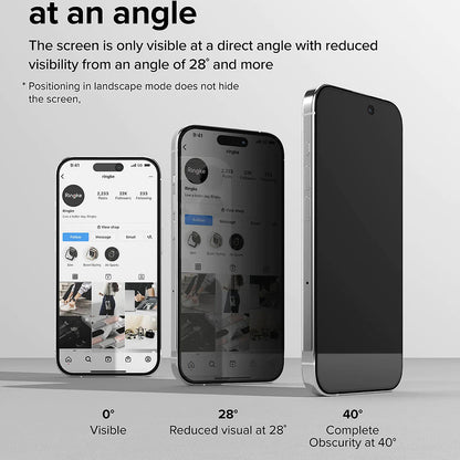 Zaštitna folija za ekran Privacy Ringke za Apple iPhone 15 Pro, Kaljeno staklo, Full Glue