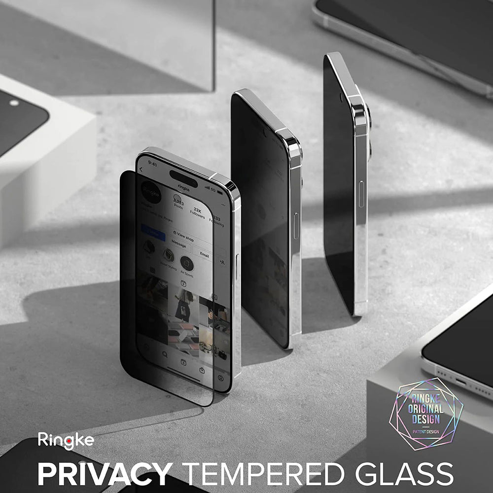 Zaštitna folija za ekran Privacy Ringke za Apple iPhone 15 Pro, Kaljeno staklo, Full Glue