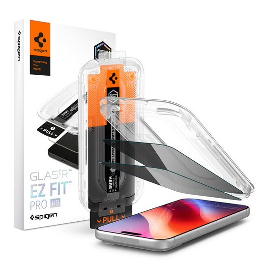 Zaštitna folija za ekran Privacy Spigen GlastR EZ FIT Pro HD za Apple iPhone 18 Pro, Kaljeno staklo, Full Glue, Set od 2 komada AGL12027
