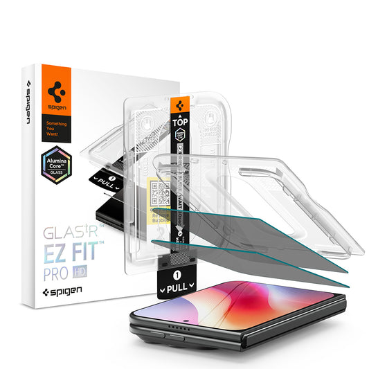 Zaštitna folija za vanjski ekran Privacy Spigen GlastR EZ FIT Pro HD za Apple iPhone Duo, Kaljeno staklo, Full Glue, Set 2 komada AGL12015