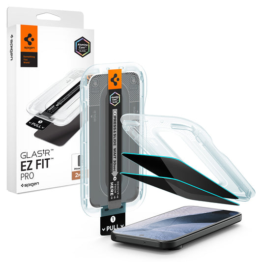 Zaštitna folija za ekran Privacy Spigen GlastR EZ FIT Pro za Google Pixel 11 Pro / 10 Pro, Kaljeno staklo, Full Glue, Set od 2 komada AGL11481