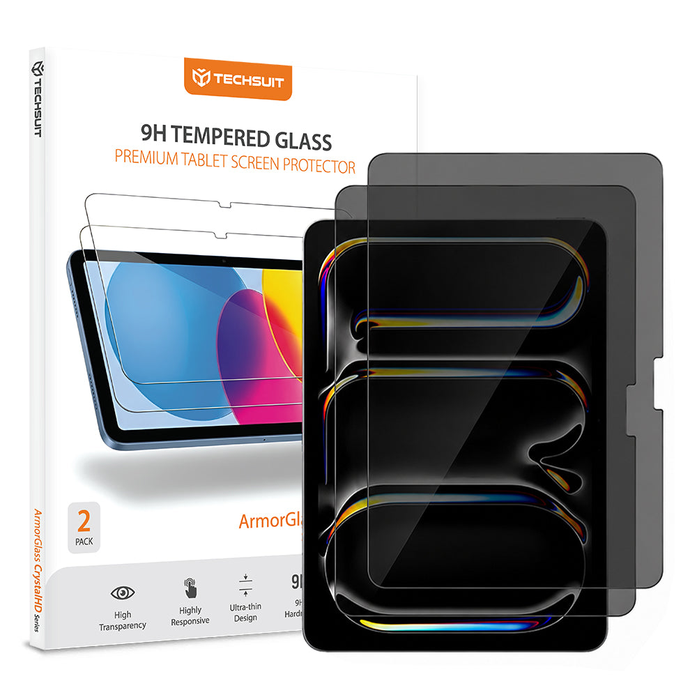 Zaštitna folija za ekran Privacy Techsuit ArmorGlass CrystalHD za Apple iPad Pro 11 (2024), Kaljeno staklo, Full Glue, Set od 2 komada