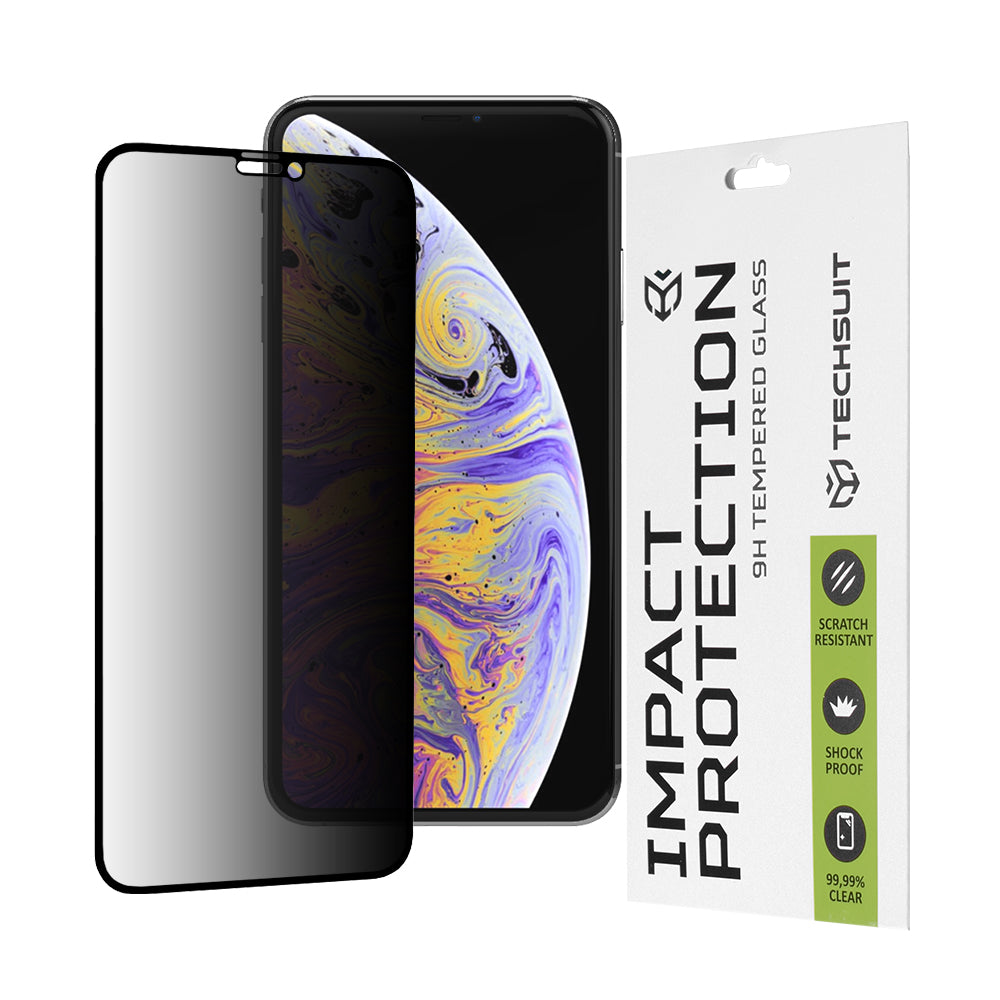 Zaštitna folija Ekran Privacy Techsuit za Apple iPhone 11 Pro Max / XS Max, Kaljeno Staklo, Full Glue, 111D