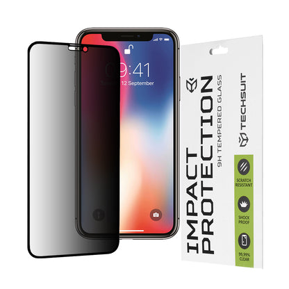 Zaštitna folija za ekran Privacy Techsuit za Apple iPhone 11 Pro / XS / X, Kaljeno staklo, Full Glue, 111D