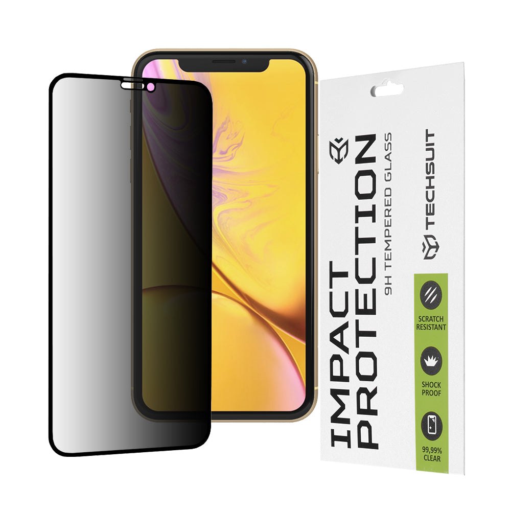 Zaštitna folija za ekran Privacy Techsuit za Apple iPhone 11 / XR, Kaljeno staklo, Full Glue, 111D