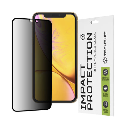 Zaštitna folija za ekran Privacy Techsuit za Apple iPhone 11 / XR, Kaljeno staklo, Full Glue, 111D