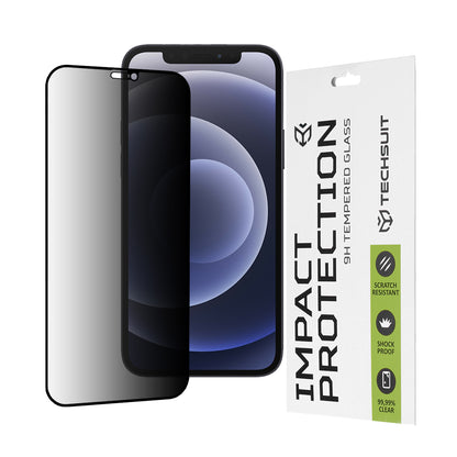 Zaštitna folija za ekran Privacy Techsuit za Apple iPhone 12 / 12 Pro, Kaljeno staklo, Full Glue, 111D