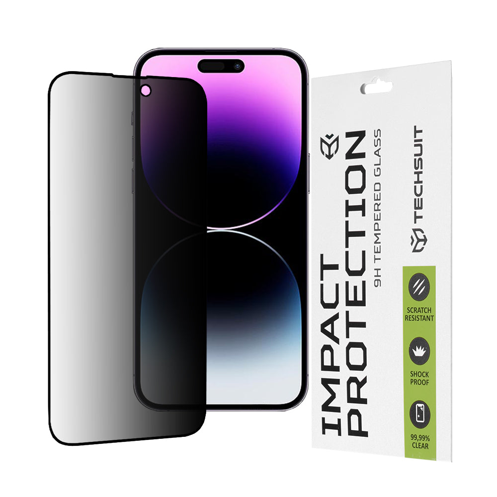 Zaštitna folija za ekran Privacy Techsuit za Apple iPhone 14 Pro Max, Kaljeno staklo, Full Glue, 111D