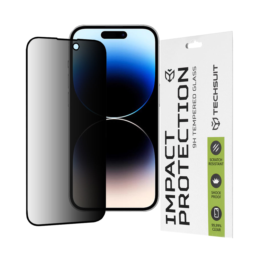 Zaštitna folija za ekran Privacy Techsuit za Apple iPhone 14 Pro, Kaljeno staklo, Full Glue, 111D