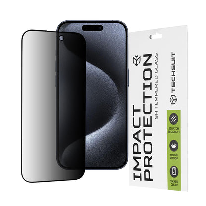 Zaštitna folija Ekran Privacy Techsuit za Apple iPhone 15 Pro, Kaljeno Staklo, Full Glue, 111D