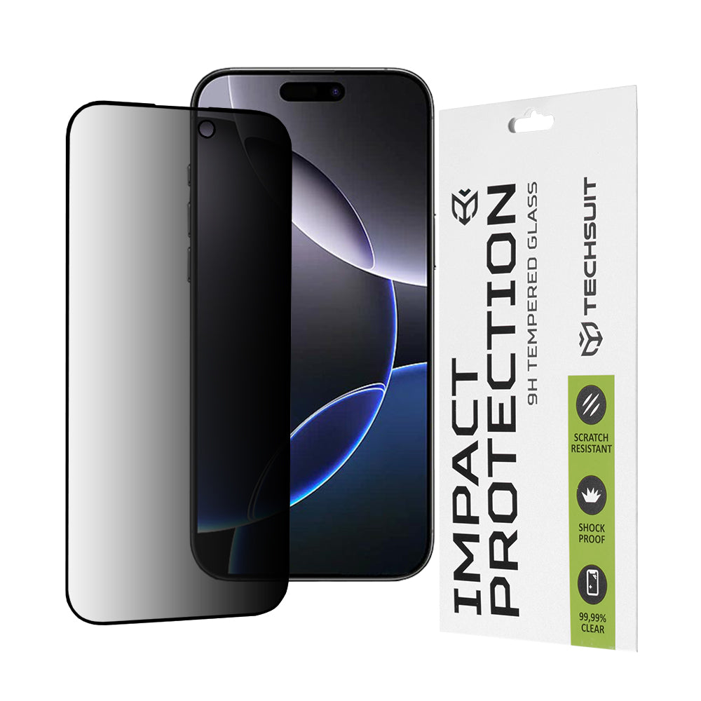Zaštitna folija Ekran Privacy Techsuit za Apple iPhone 16 Pro Max, Kaljeno Staklo, Full Glue, 111D