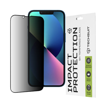 Zaštitna folija Ekran Privacy Techsuit za Apple iPhone 17e / 16e / 14 / 13 Pro, Kaljeno Staklo, Full Glue, 111D