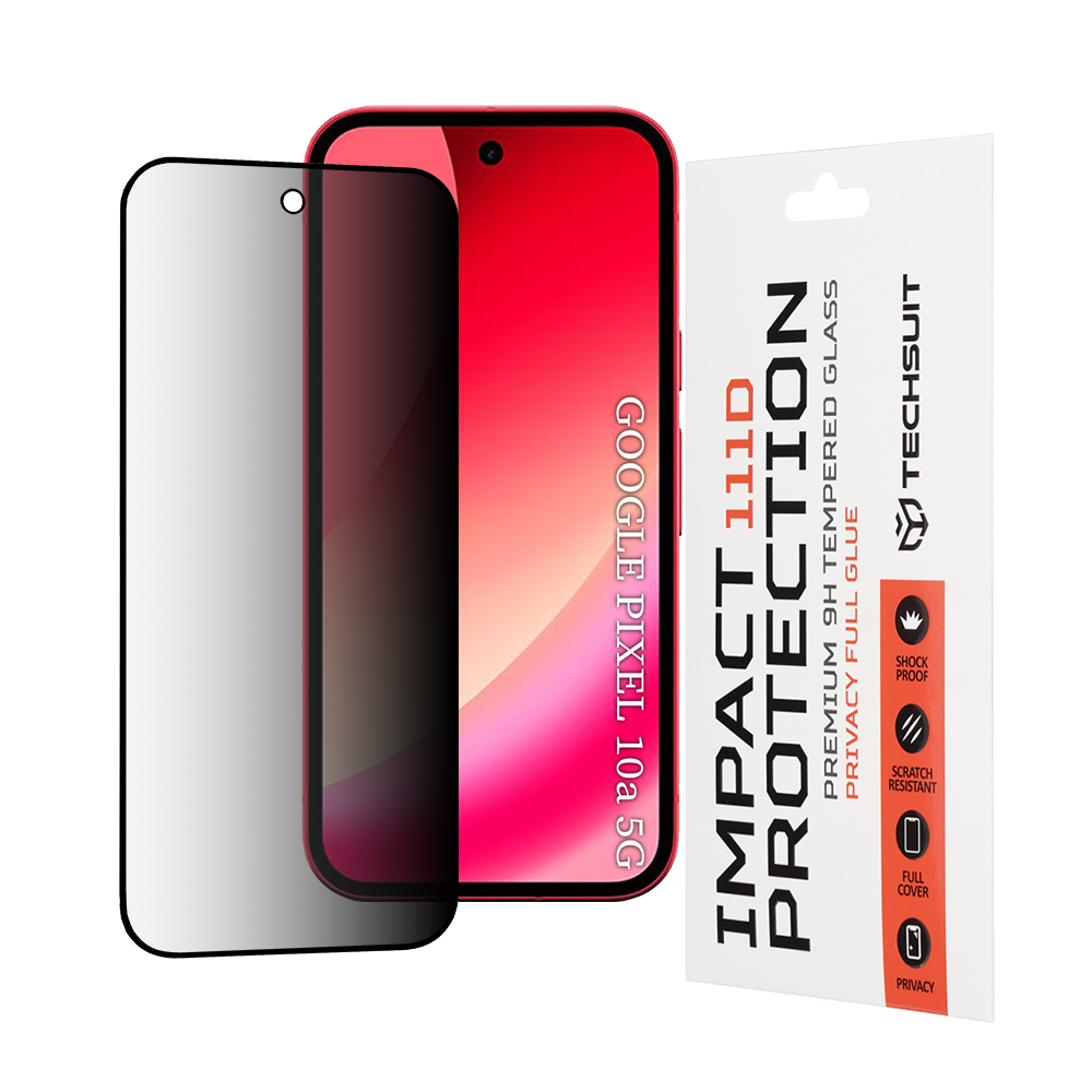 Zaštitna folija za ekran Privacy Techsuit za Google Pixel 10a, Kaljeno staklo, Full Glue, 111D
