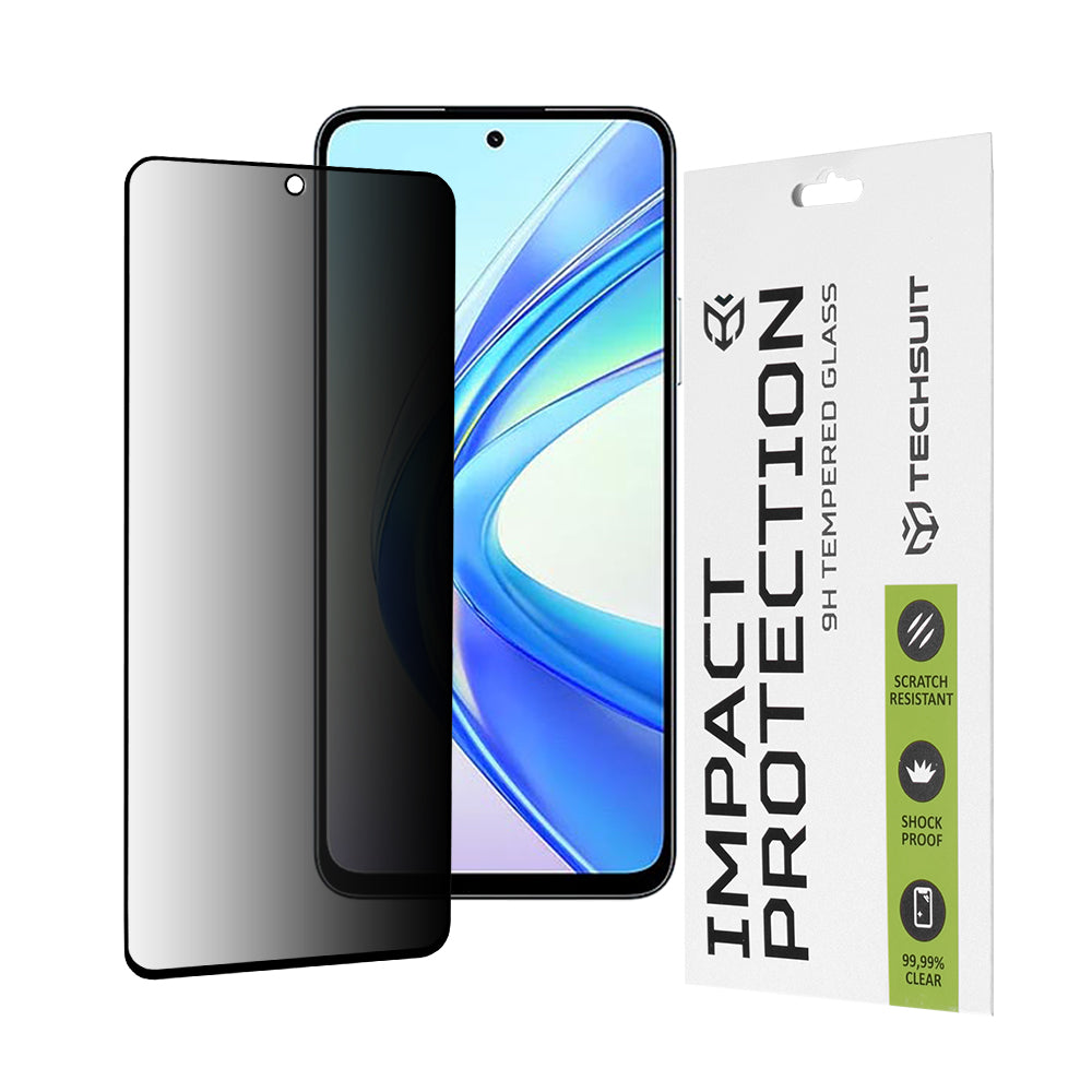 Zaštitna folija za ekran Privacy Techsuit za Honor X7b 5G / 90 Smart / X7b 4G, Kaljeno staklo, Full Glue, 111D