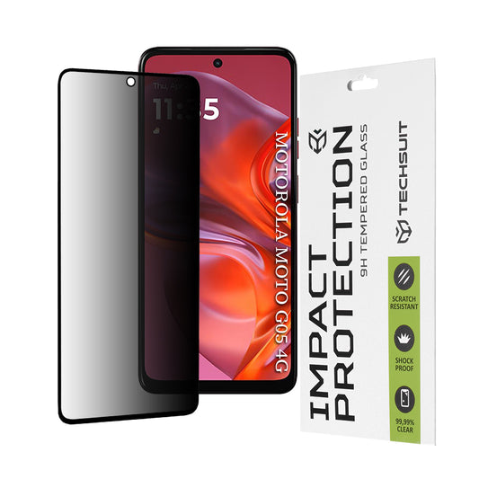 Zaštitna folija za ekran Privacy Techsuit za Motorola Moto E15 / G05, Kaljeno staklo, Full Glue, 111D